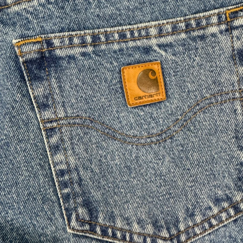 Vtg Carhartt Jeans Mens 34x34 (32x34) Blue Relaxed Straight Fit Workwear Denim